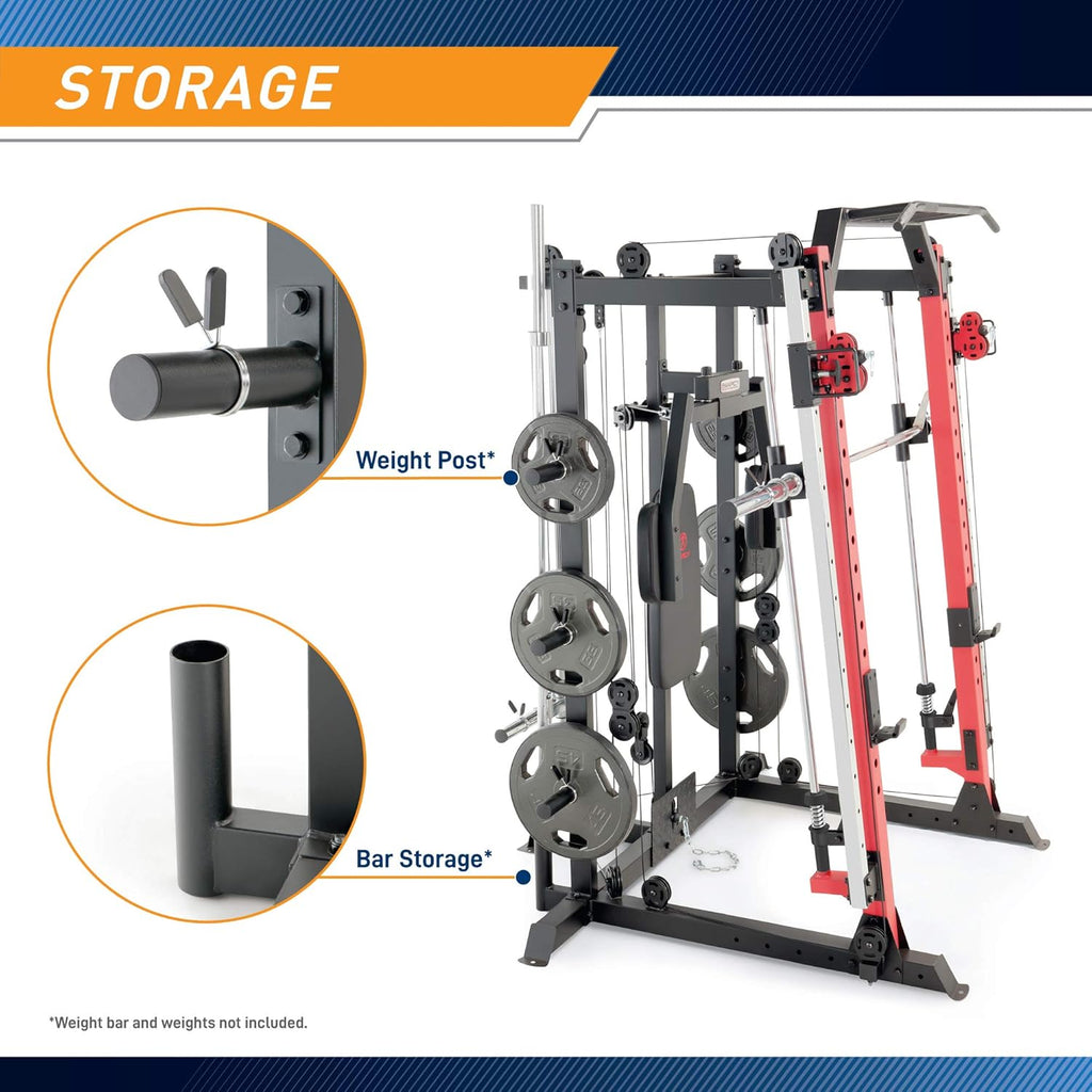 Marcy Smith Machine Cage System Home Gym Multifunction Rack SM-4033, Red U1893