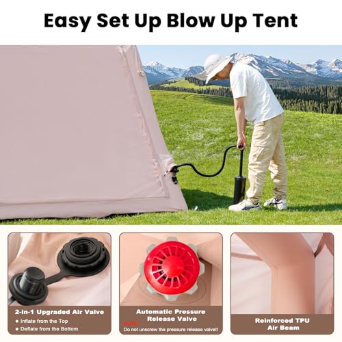 Inflatable Camping Tent with Hand Pump, Waterproof Oxford, 4-6 Person P40923