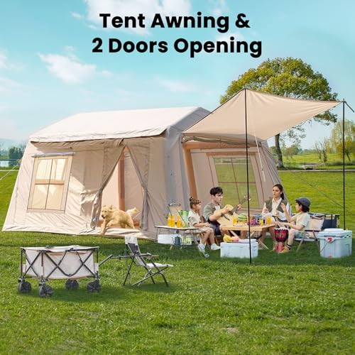 Inflatable Camping Tent with Hand Pump, Waterproof Oxford, 4-6 Person P40923