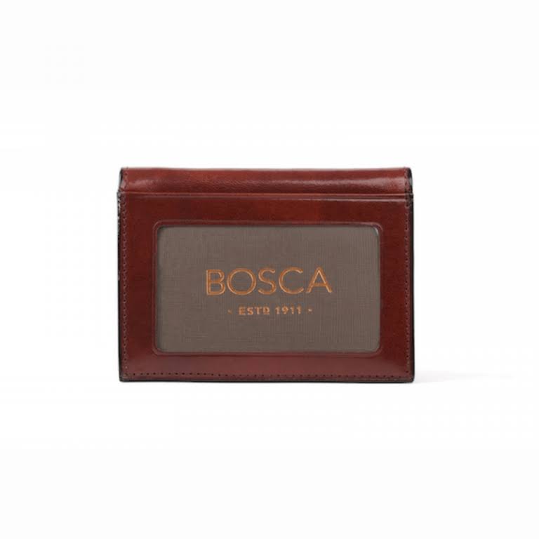 Bosca Old Leather Double ID Trifold Wallet Dark Brown G3015