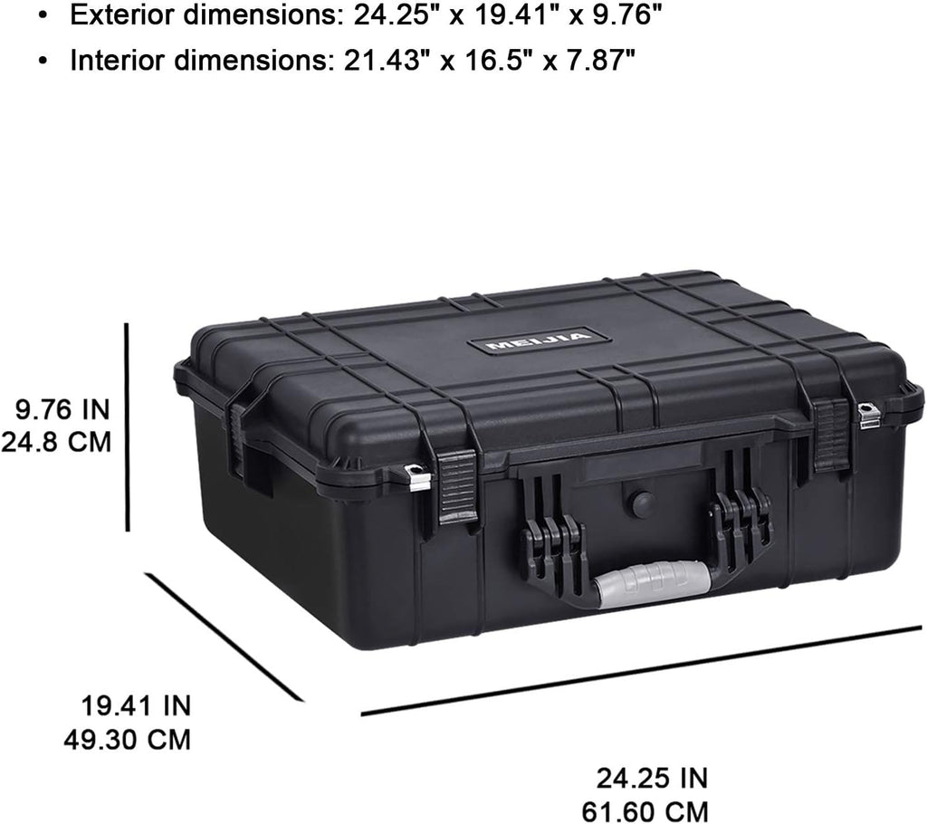 MEIJIA Portable Waterproof Hard Camera Case with Customizable Foam Insert, Black C57797
