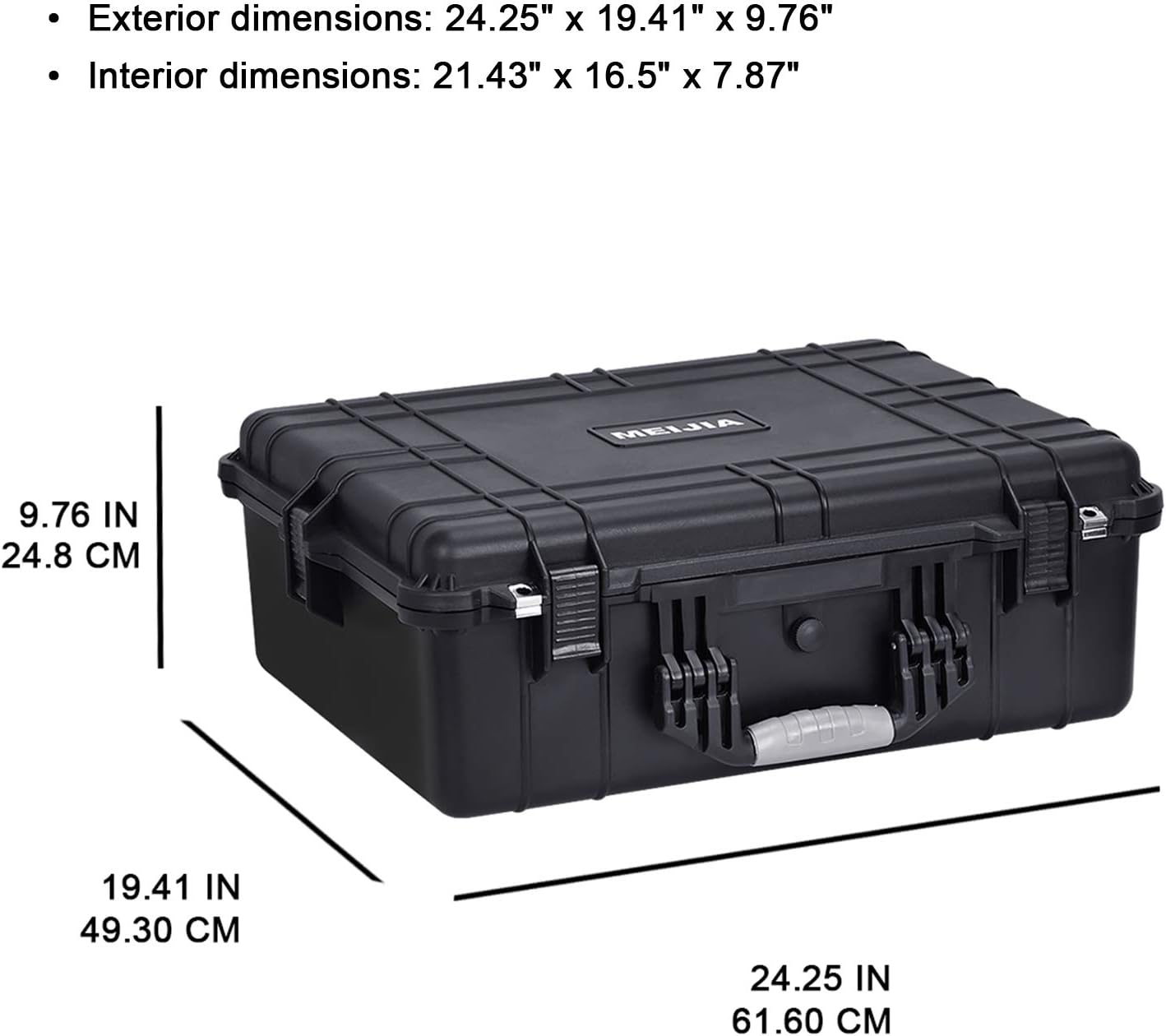 MEIJIA Portable Waterproof Hard Camera Case with Customizable Foam Insert, Black C57797
