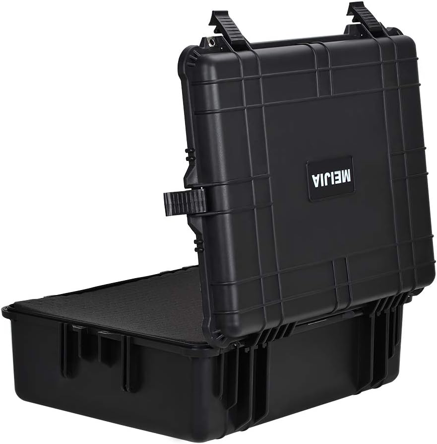 MEIJIA Portable Waterproof Hard Camera Case with Customizable Foam Insert, Black C57797