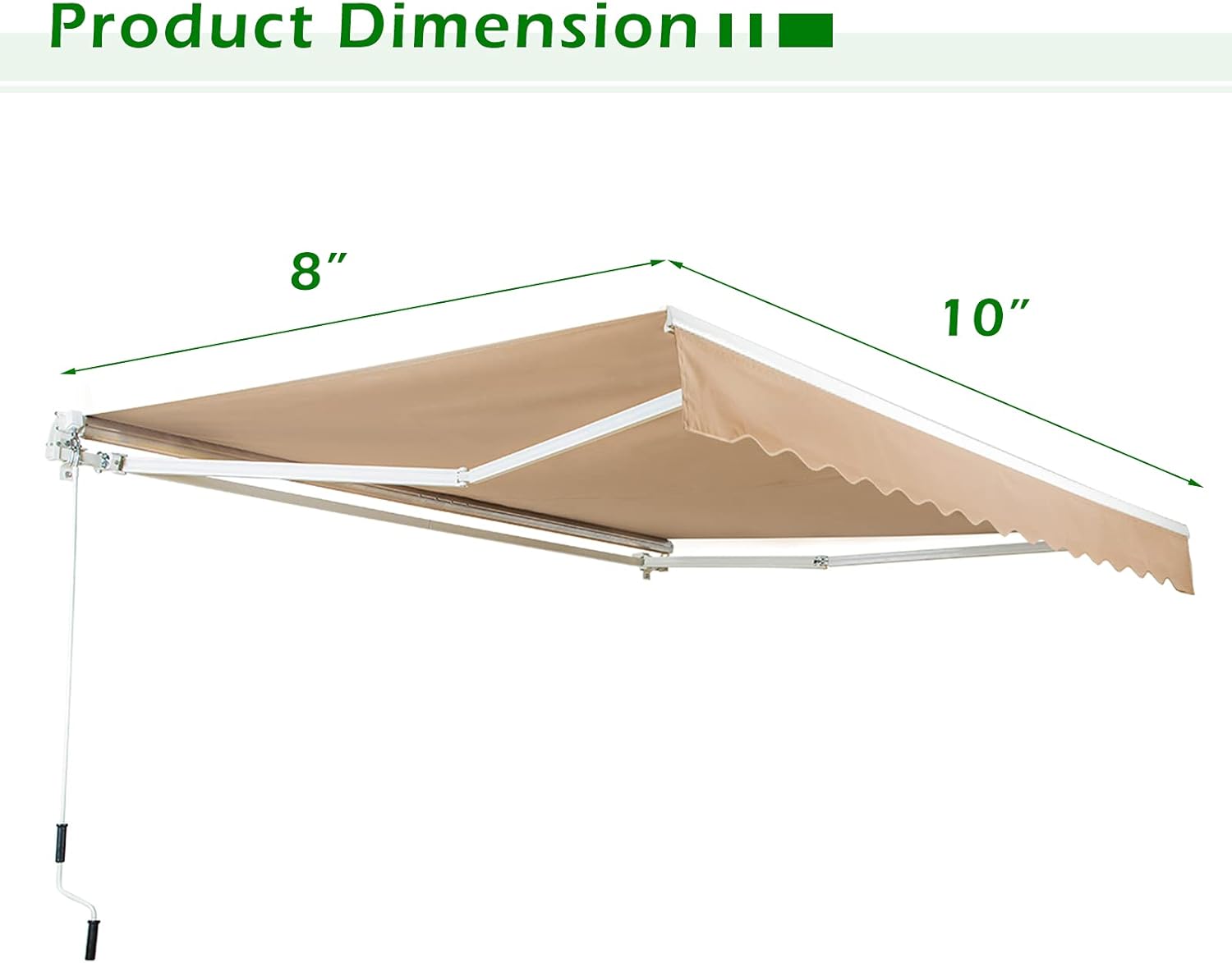 AECOJOY 13'×8' Retractable Patio Awning with Manual Crank Handle, Beige B77127