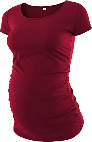 Pack of 3 Maternity Shirts for Women Cute Funny Graphic Ruched Sides Tops J532