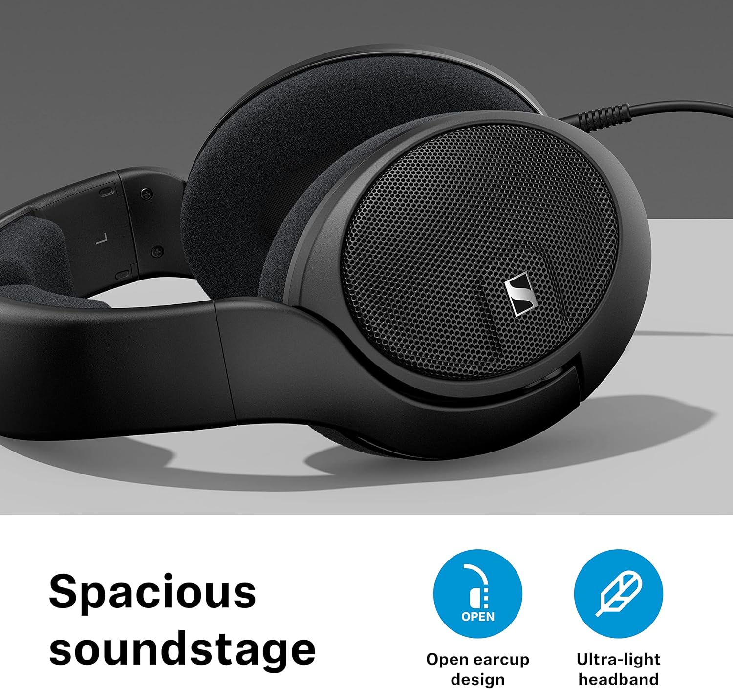 Sennheiser HD 560 S Over-The-Ear Audiophile Headphones, Open-Back, Detachable Cable, Black W3364