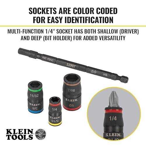 Klein Tools 32907 7 in 1 Impact Flip Socket Set E73052
