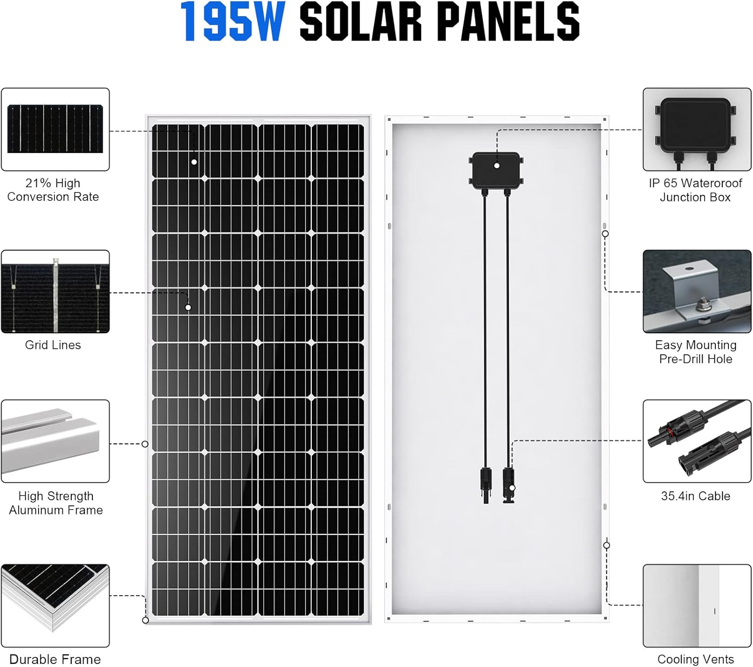 ECO-WORTHY 400W 1.6KWH Complete Solar Power System for RV Camper Marine Emergency J81841