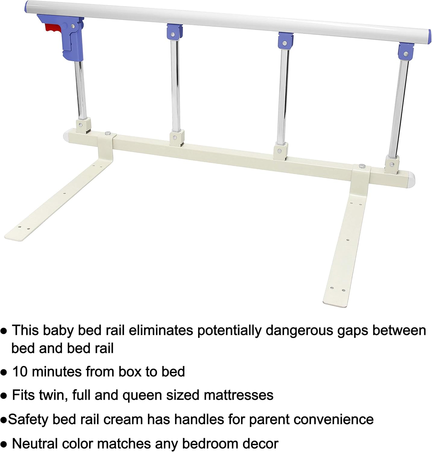 Bed Rail Safety Side Guard - Assist Handle Handicap Bed Railing - Folding Hospital Bedside for Elderly, Seniors, Adults