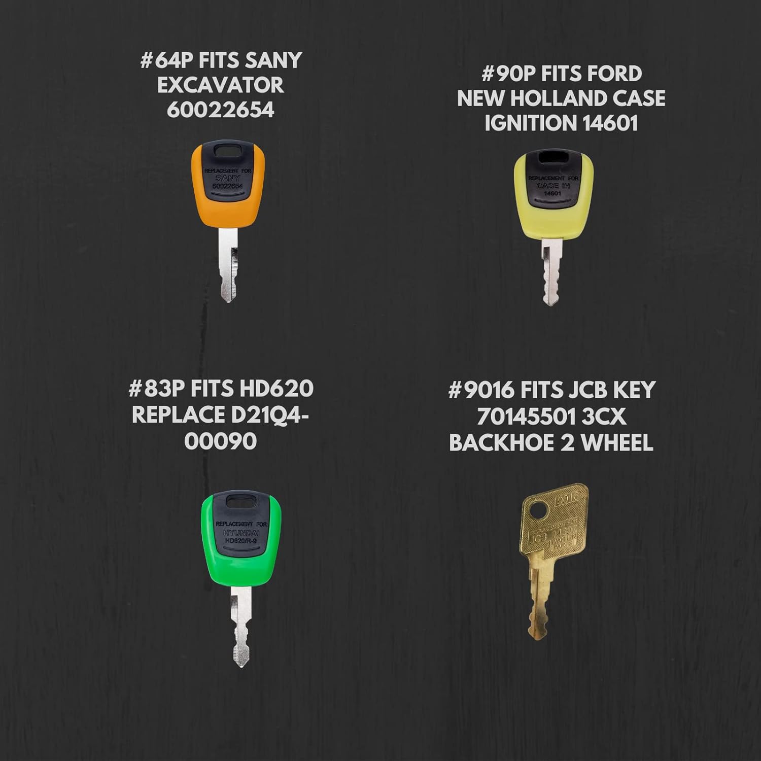 WAH LIN PARTS 22 Premium Heavy Equipment Key Sets for Caterpillar, Komatsu, Kubota H835