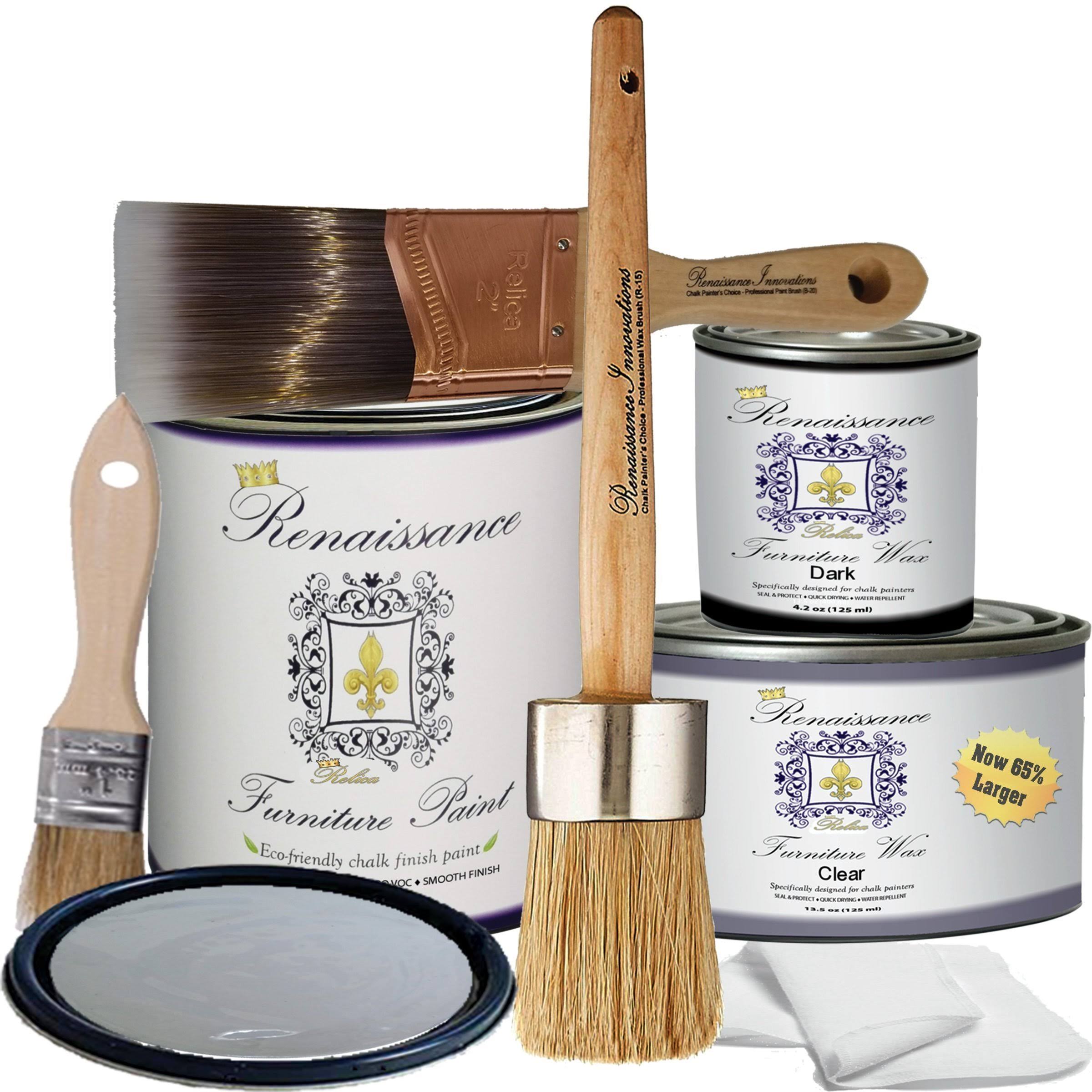 Retique It Chalk Furniture Paint by Renaissance Deluxe Starter Kit, Wax, Stone Castle, 32 oz K10305
