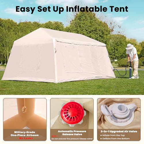 Inflatable Camping Tent with Hand Pump, Waterproof Oxford, 4-6 Person P40923