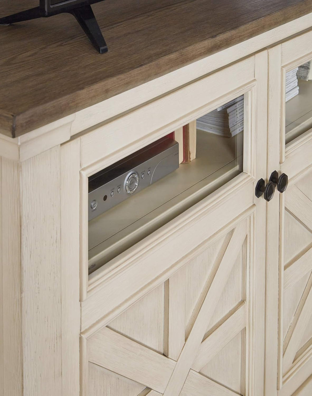 Signature Design by Ashley Bolanburg Farmhouse TV Stand for TVs up to 72, Whitewash A9526