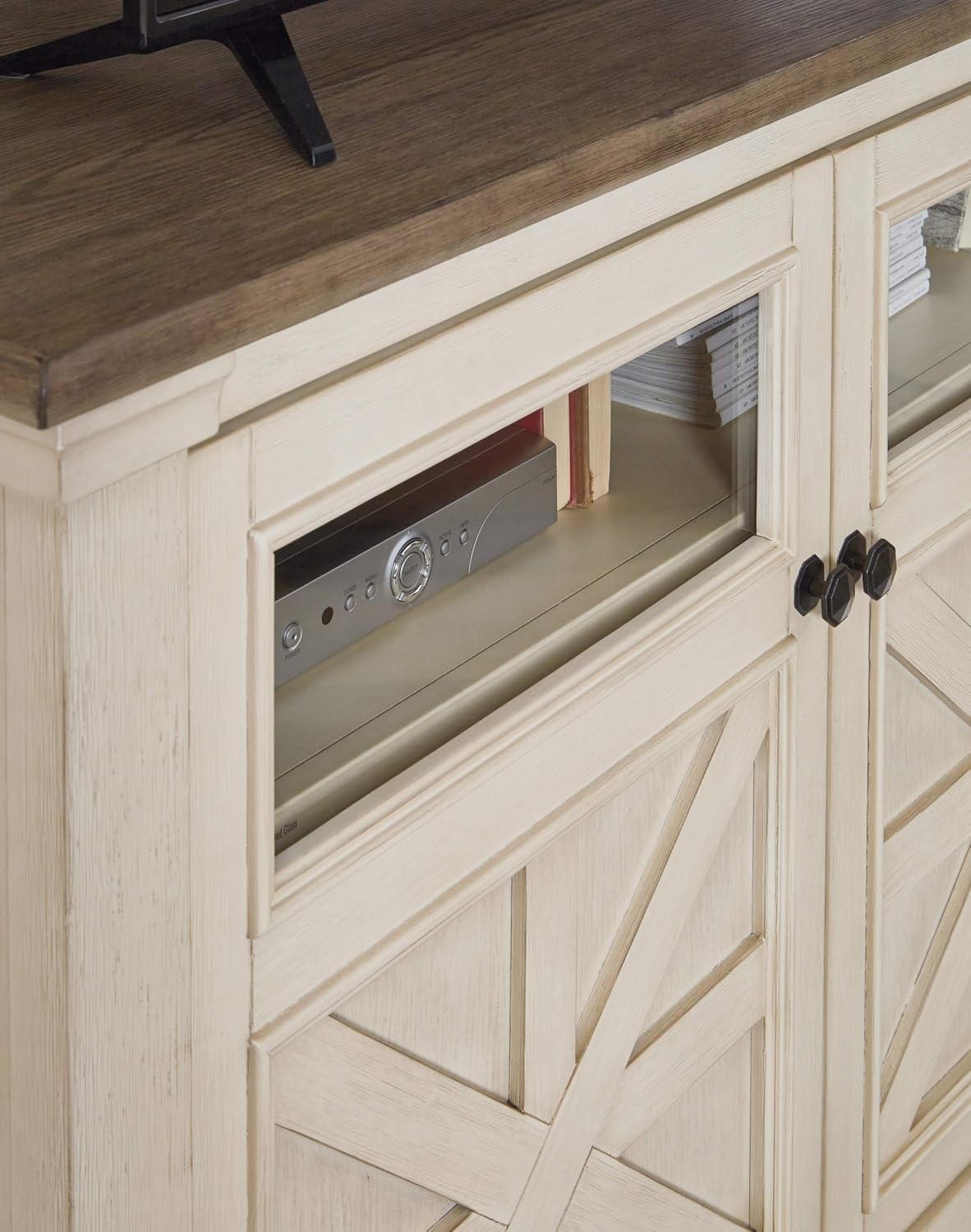Signature Design by Ashley Bolanburg Farmhouse TV Stand for TVs up to 72, Whitewash A9526