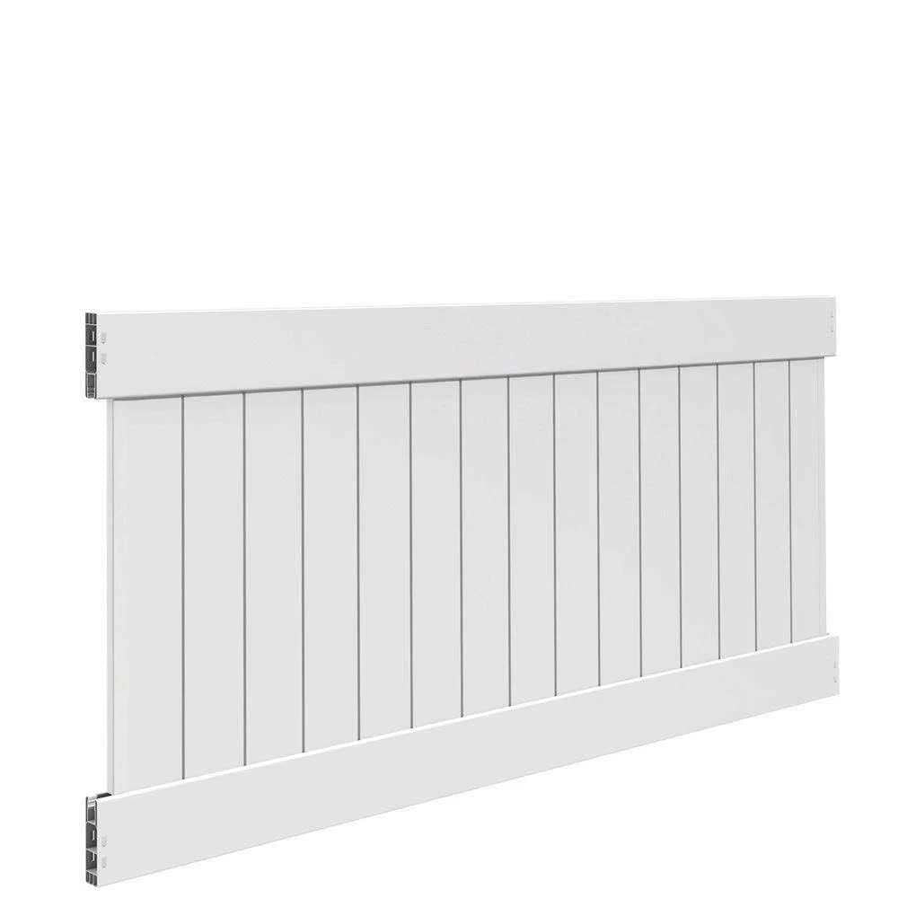 Veranda Linden White Vinyl Privacy Fence Panel Kit 8 ft. W J4973