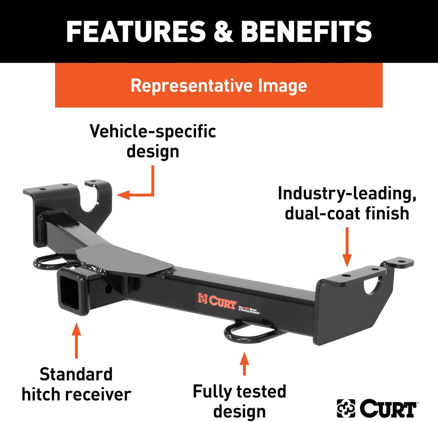 CURT 31302 2-Inch Front Receiver Hitch for Cadillac, Chevrolet, GMC Trucks & SUVs Z497