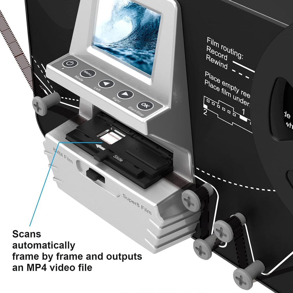 8mm & Super 8 Reels to Digital Film Scanner Converter with 2.4 LCD J422
