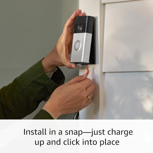 Ring Battery Doorbell, Head-to-Toe Video, Two-Way Talk, Motion Detection, Satin Nickel G156985