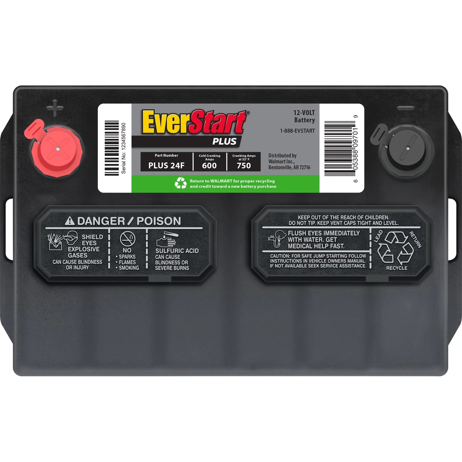 EverStart Plus Lead Acid Automotive Battery Group Size 24F 12 Volt 600 CCA X570