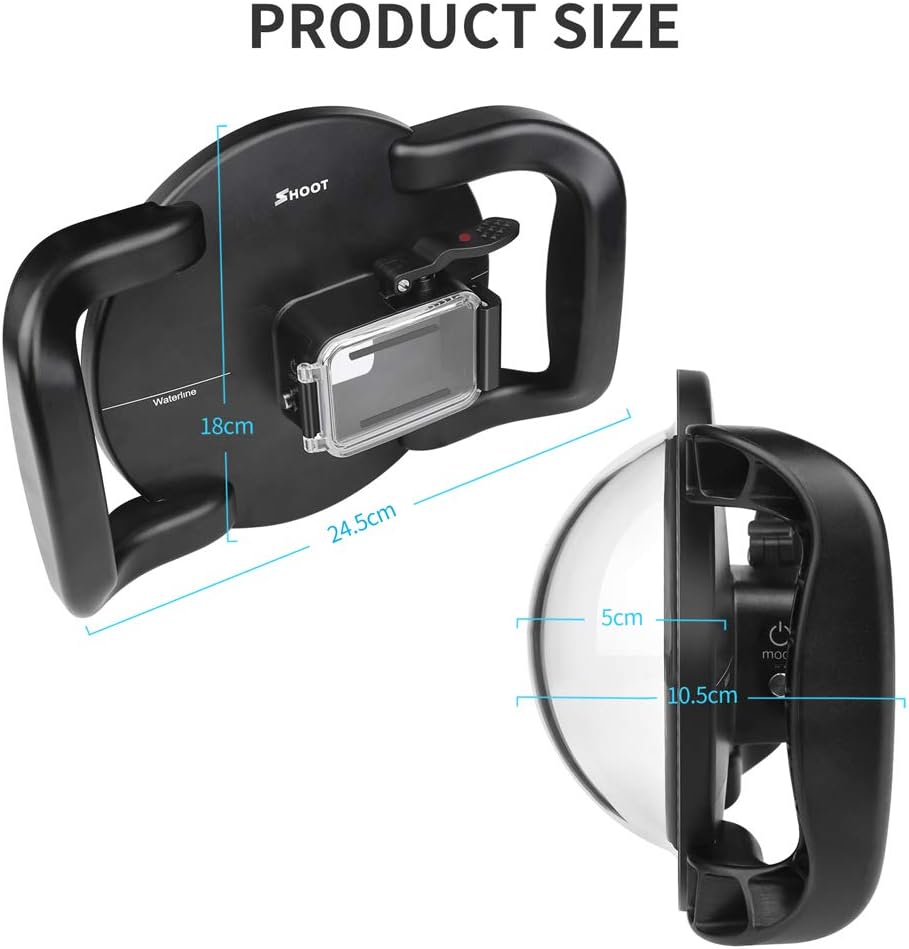 D&F Dual Handles Dome Port for GoPro Hero 8 Black, 45m Waterproof Housing M9459