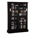 Bowery Hill Windowpane Sliding Glass Door Media Cabinet in Espresso
