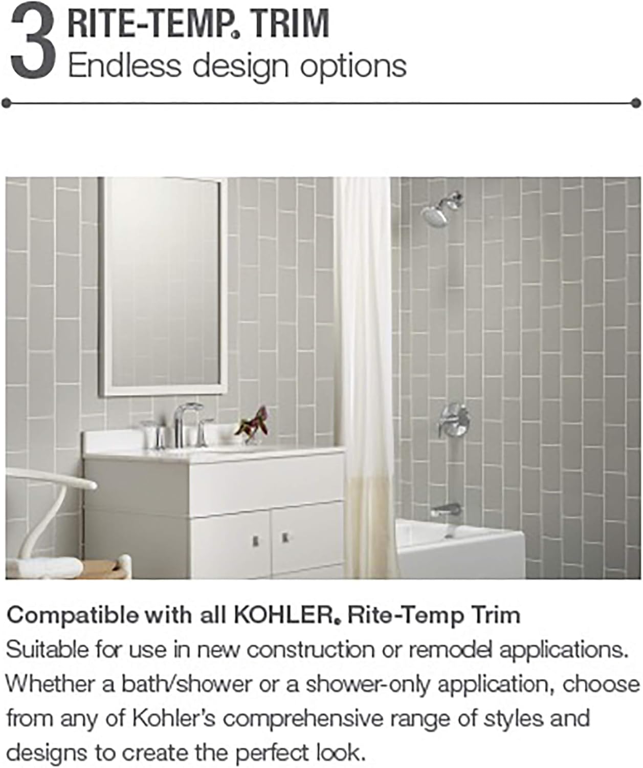 Kohler K-8304-K-NA Universal Rite-Temp Pressure-Balancing Valve Body and Cartridge Kit, Gray Y110