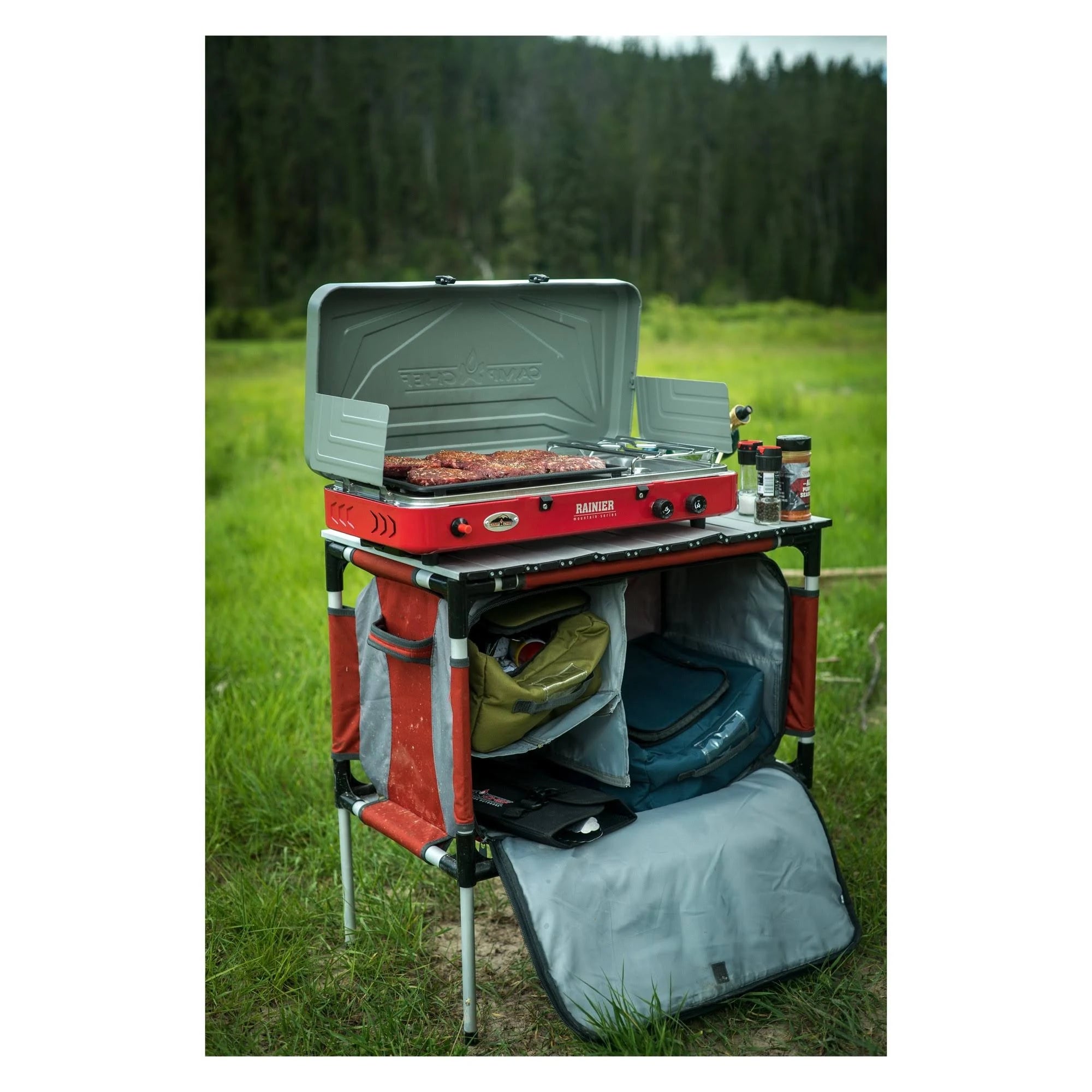 Camp Chef Mountain Series Sherpa Table & Organizer, Grey/Red O93880