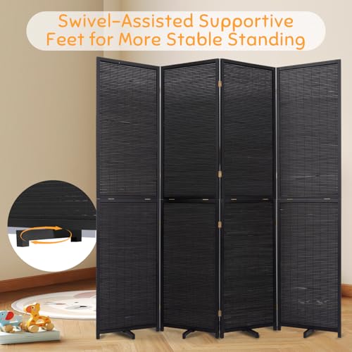 Bamboo Room Divider Folding Privacy Screen 4 Panel Brown R433280