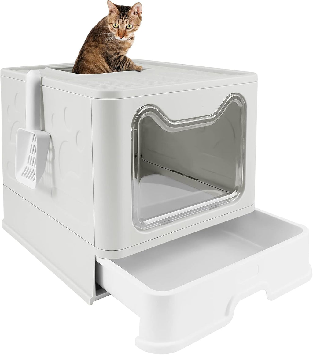 voopet Foldable Cat Litter Box with Lid and Scoop Y7741