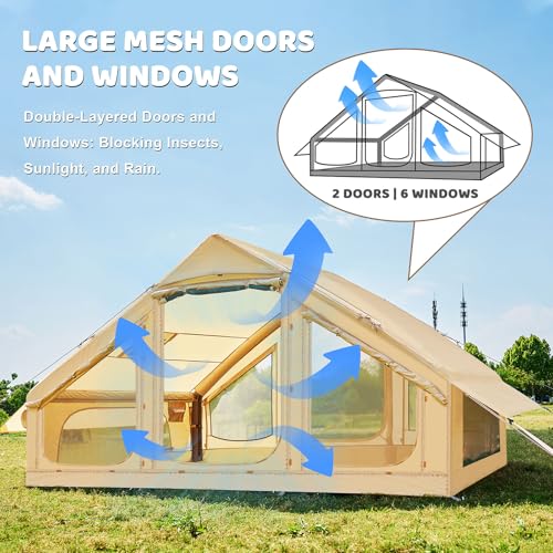 Inflatable Camping Tent with Hand Pump, Waterproof Oxford, 4-6 Person P40923