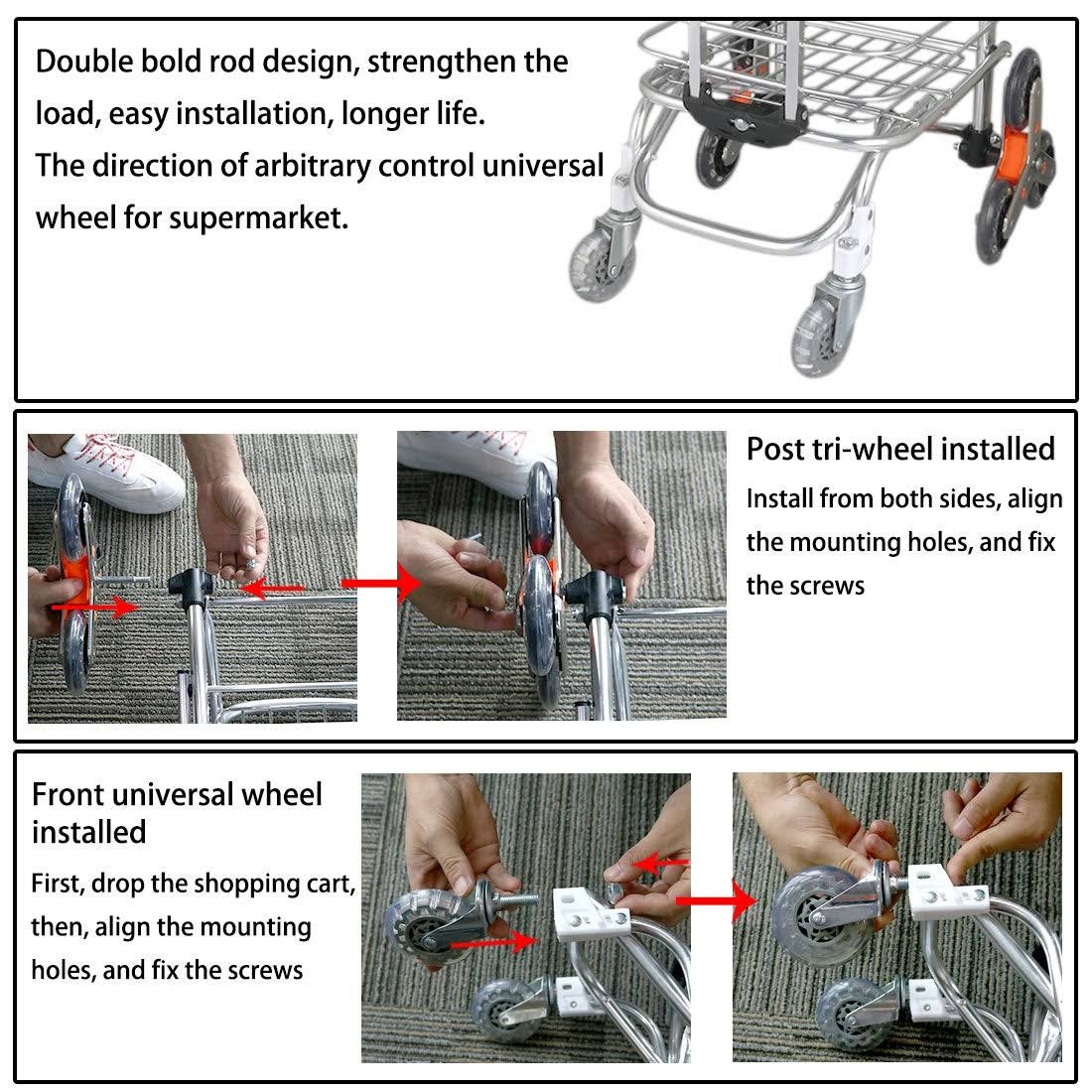 Unique Bargains Stair Climber Folding Shopping Cart with Swivel Wheel Z365488