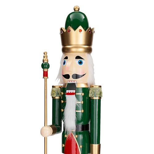 Fun Express 3 Ft. Green Wooden Holiday Nutcracker with Scepter L162
