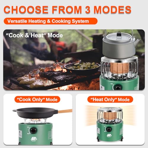 Caynel 2 in 1 Portable Propane Heater and Stove for Outdoor Camping, Orange Z83517