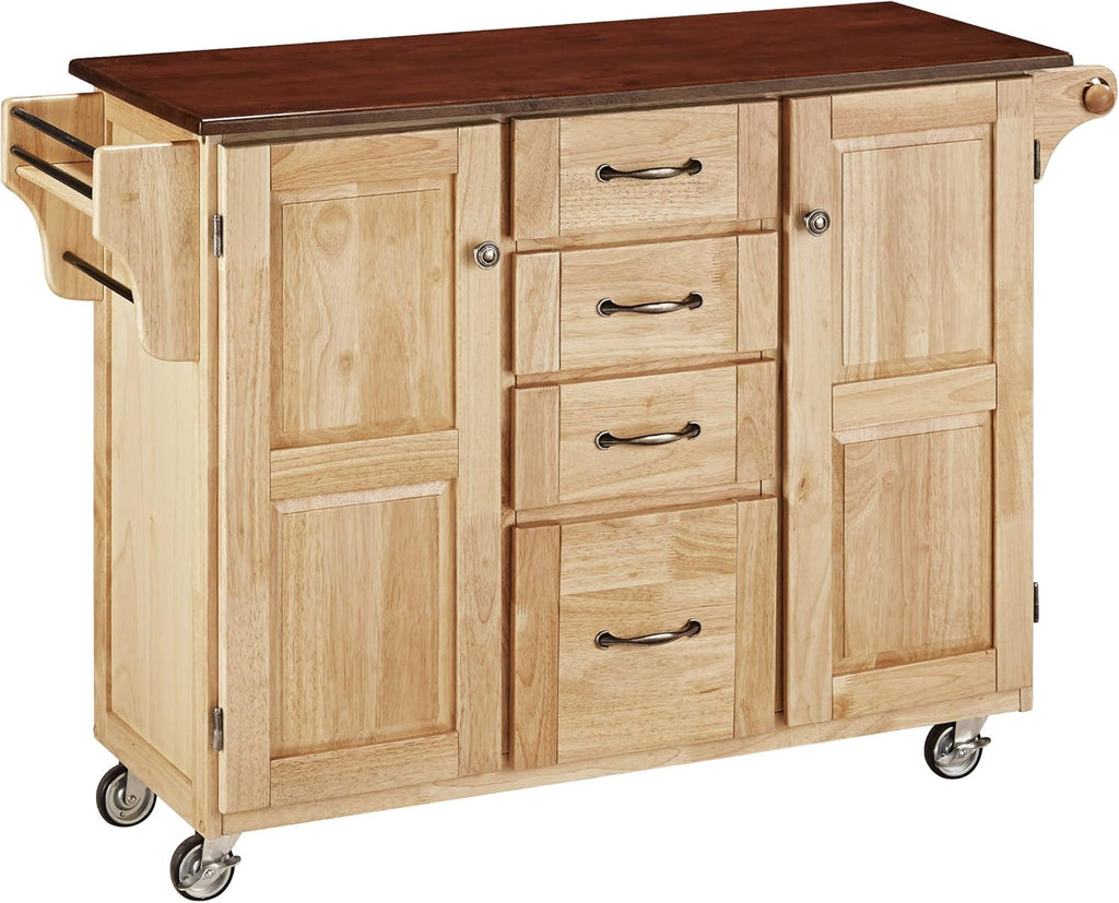 Create-a-Cart Cherry 2 Door Kitchen Cart with Oak Top by Home Styles W9641