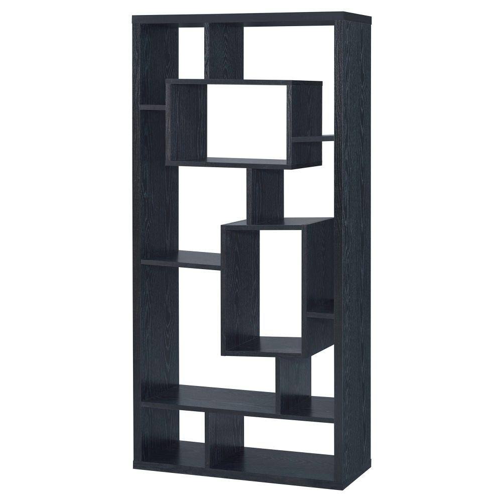Benzara Asymmetrical Cube Black Bookcase with Shelves H311489