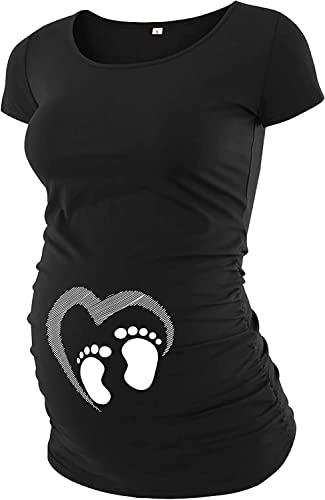 Pack of 3 Maternity Shirts for Women Cute Funny Graphic Ruched Sides Tops J532