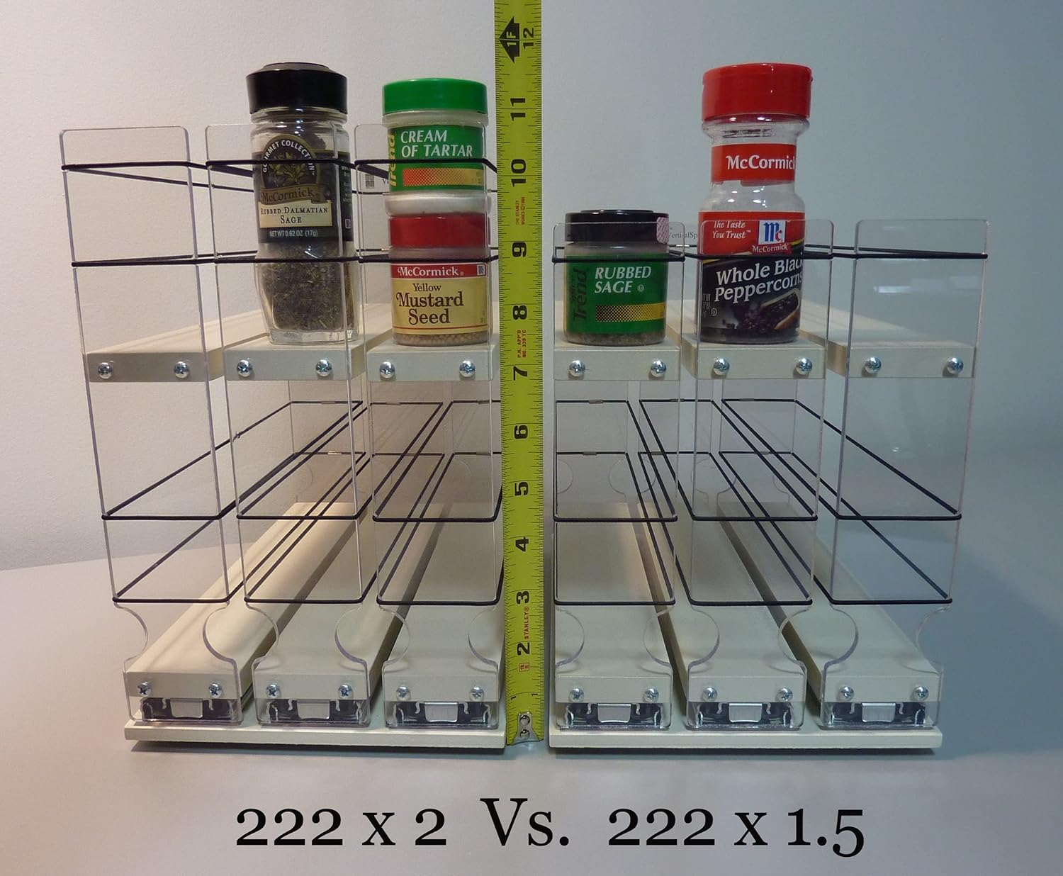 Vertical Spice 222x1.5x11 DC Spice Rack 3 Drawers Cabinet Mounted O1808