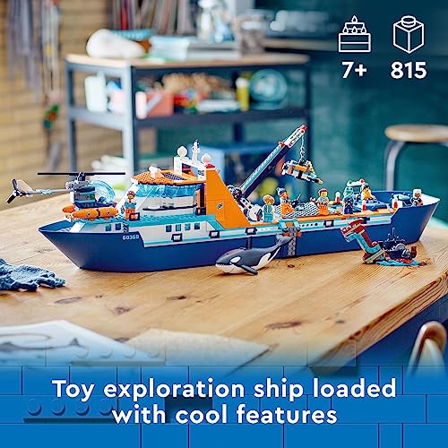 LEGO City Arctic Explorer Ship 60368 Building Toy Set with Floatable Boat and 7 Minifigures W3791