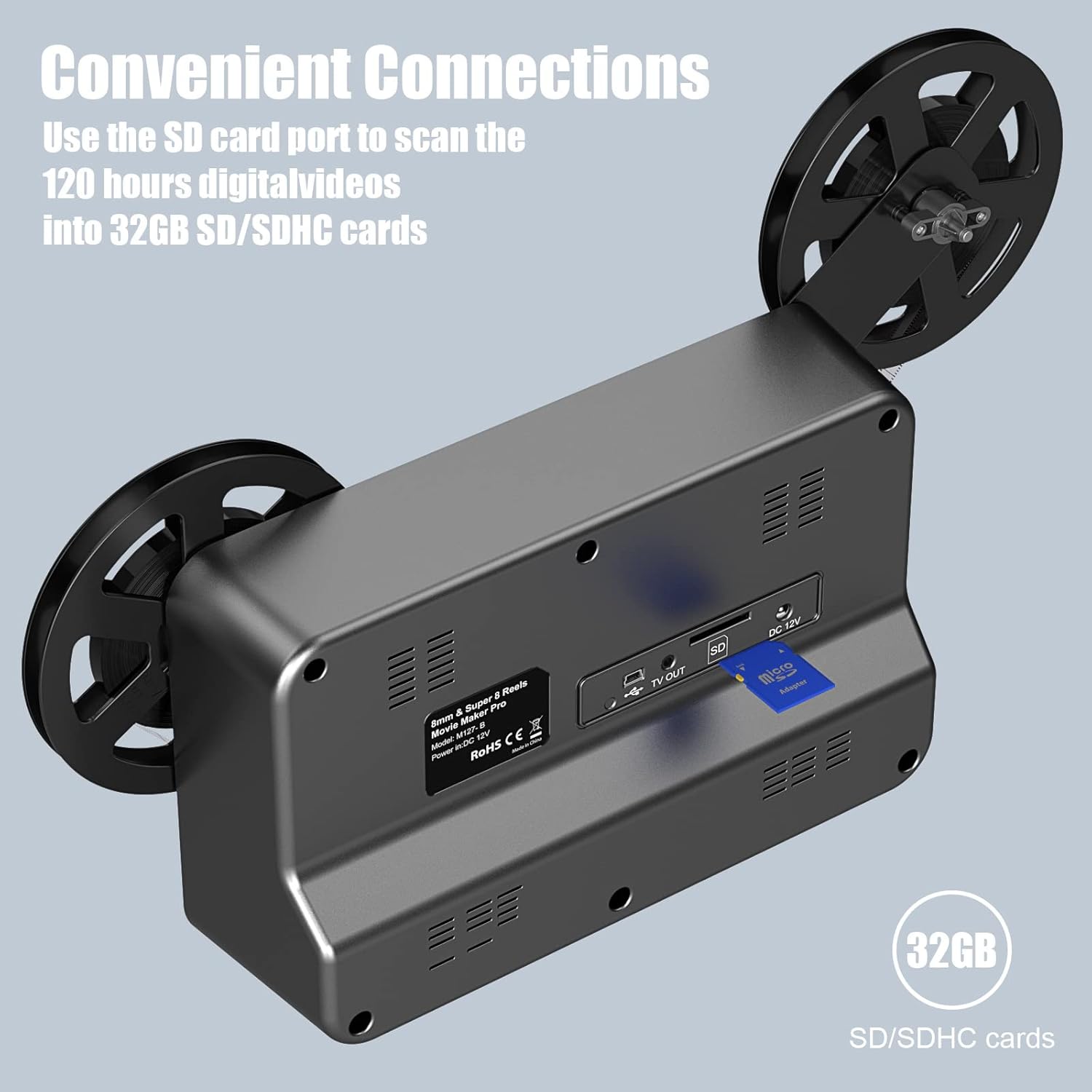 8mm & Super 8 Reels to Digital Film Scanner Converter with 2.4" Screen R94215