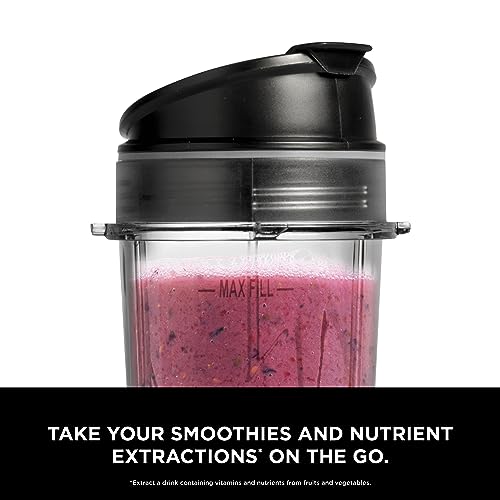 Ninja BN401 Nutri Pro Compact Personal Blender, 1100-Peak-Watts, with 2 To-Go Cups, Cloud Silver I18264