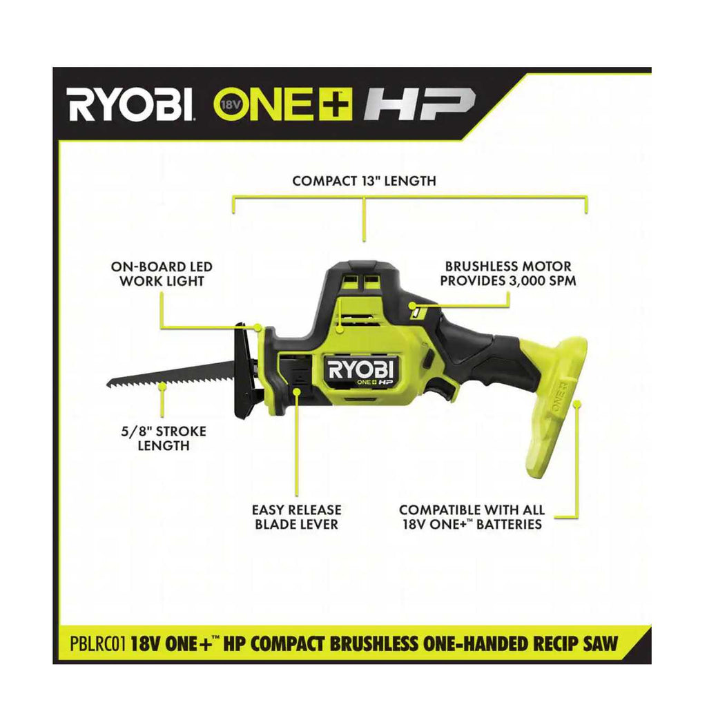 Ryobi ONE+ HP 18V Brushless Cordless Compact Reciprocating Saw J3862