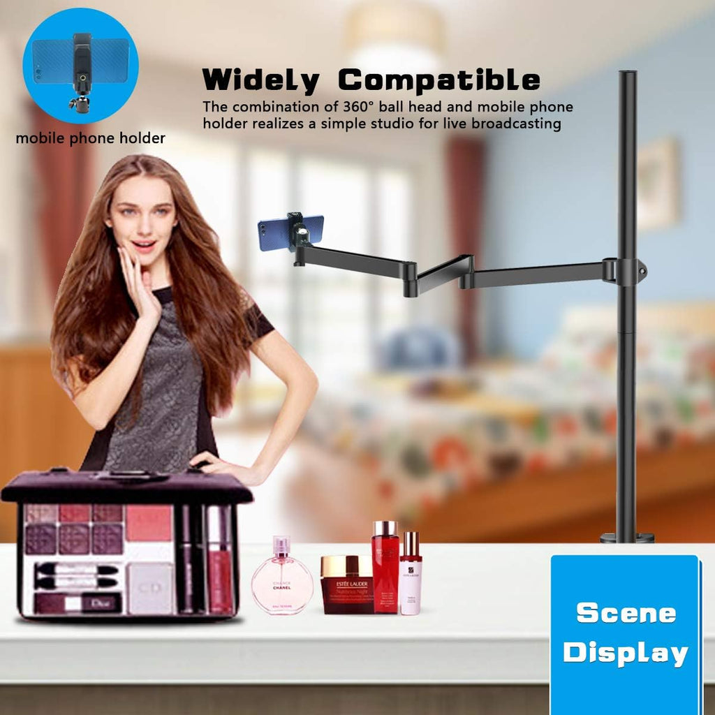 Heavy Desktop Overhead Camera Mount Rig Stand with Flexible Arm and 360° Ball Head J2987