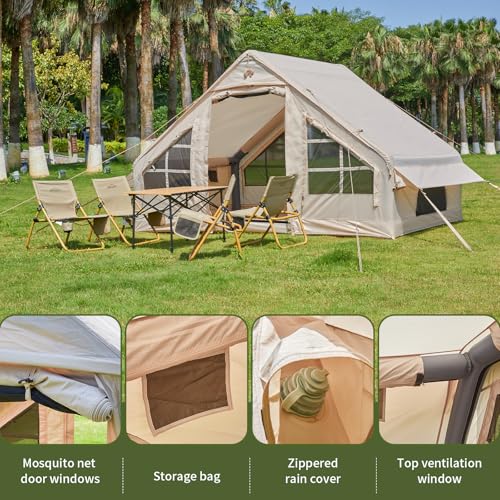 Inflatable Tent with Pump for 4-6 Person Camping, Waterproof Instant Setup E80331