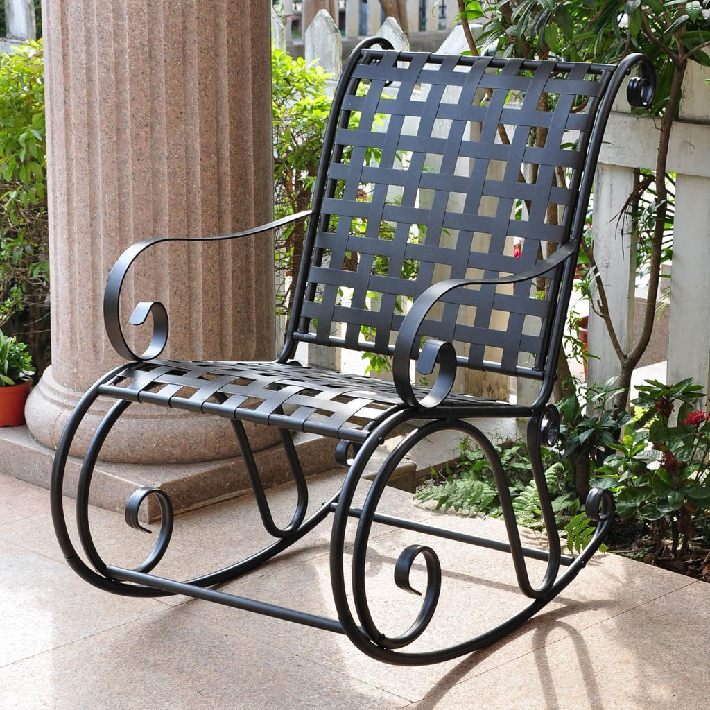 International Caravan Iron Outdoor Patio Rocker