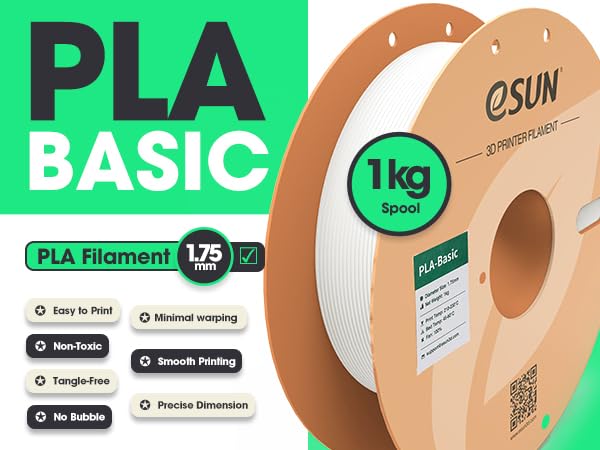 eSUN PLA Basic Filament 1.75mm 1KG Black 2Pack Y749548