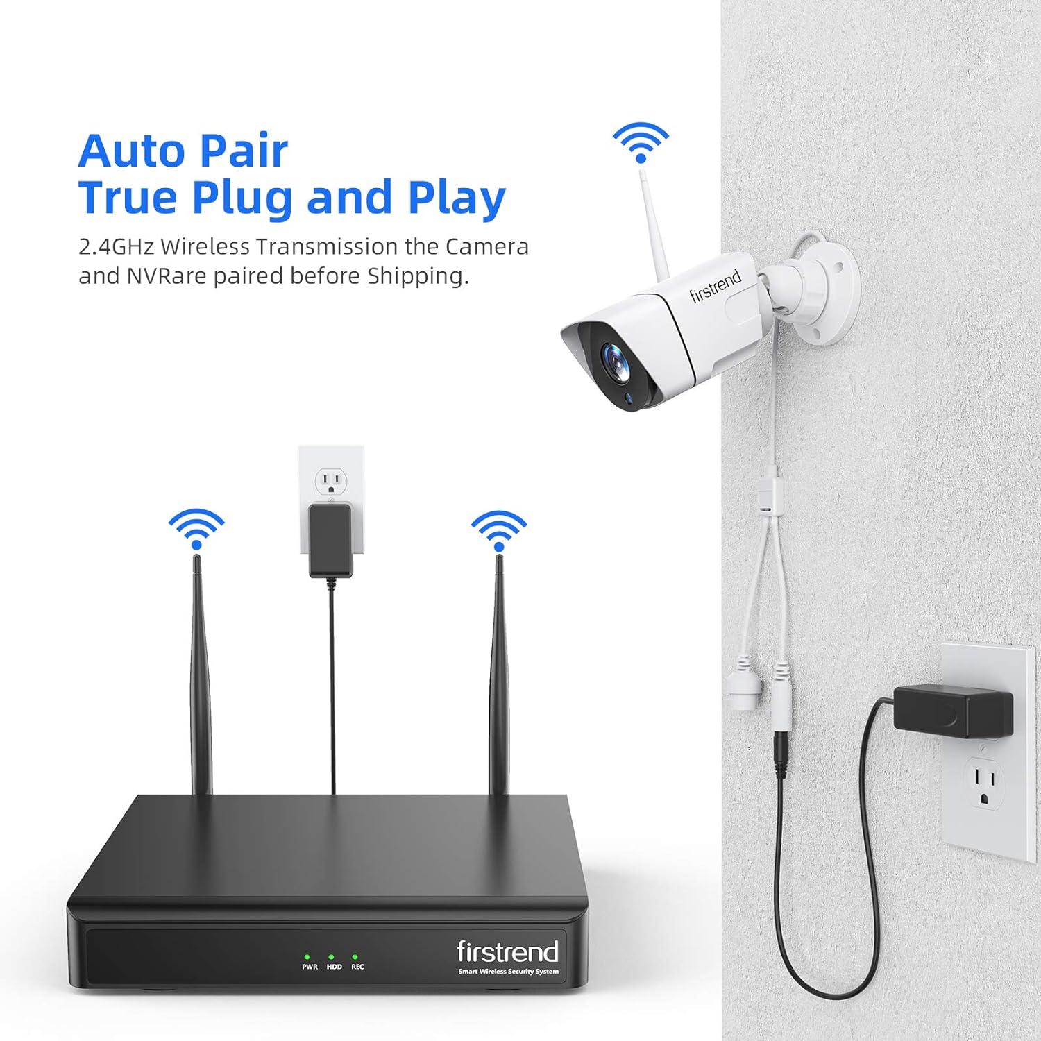 Firstrend 8CH Wireless NVR System with 4pcs 1080P IP Cameras and 2TB Hard Drive B13858