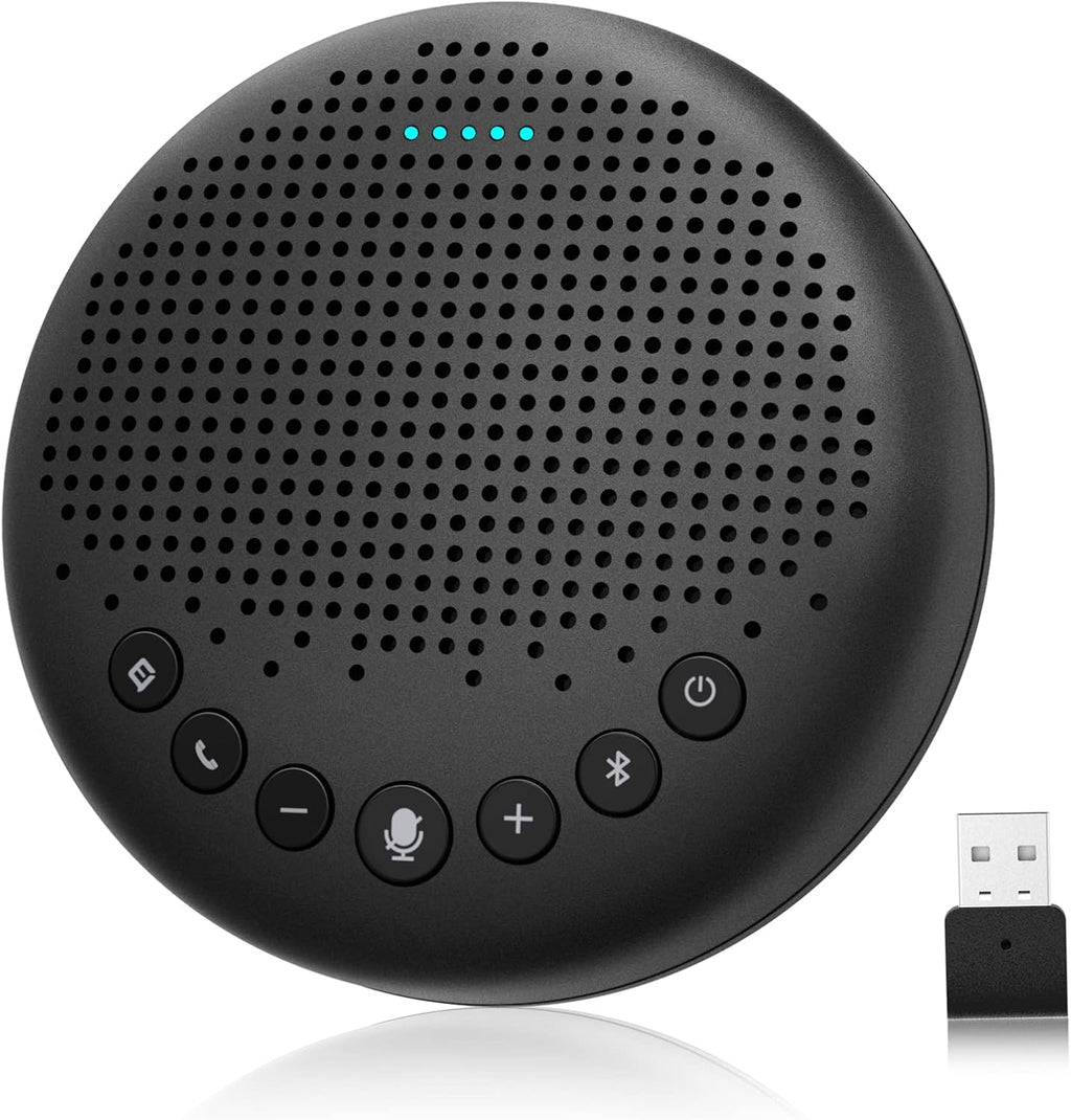 Bluetooth Speakerphone -eMeet Luna Lite Computer Speakers with Microphone, VoiceIA Noise Cancelling USB Speakerphone, Daisy Chain, Conference Microphone 360° Pickup for 8 People Skype for Business