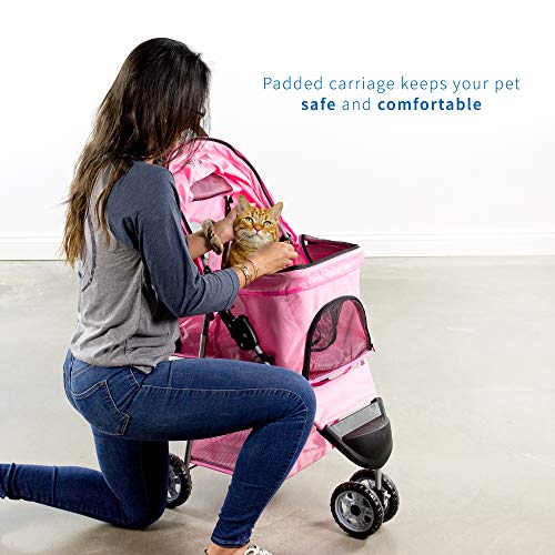VIVO Black 3 Wheel Foldable Pet Stroller for Cat and Dog H9764
