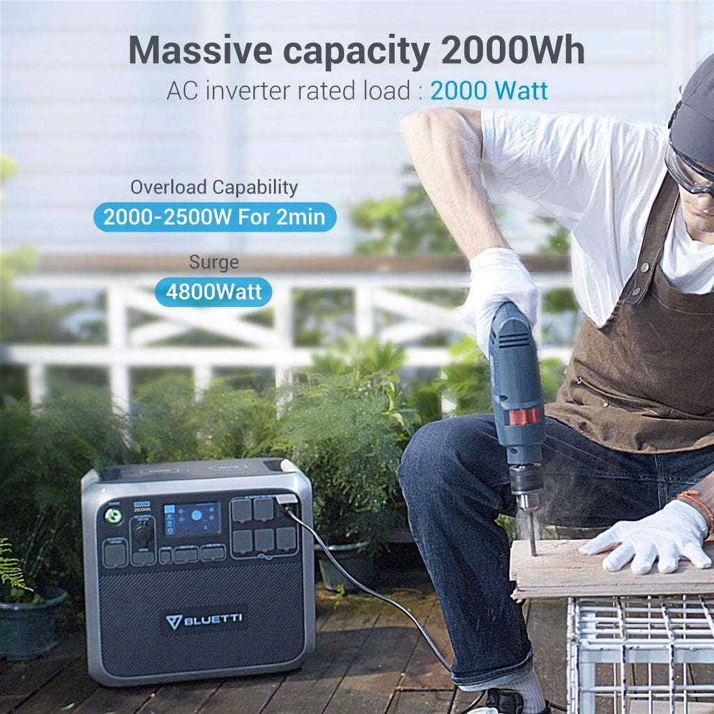 BLUETTI AC200P Portable Power Station 2000W Solar Generator Kit with 3x 200W Foldable Solar Panels M3025
